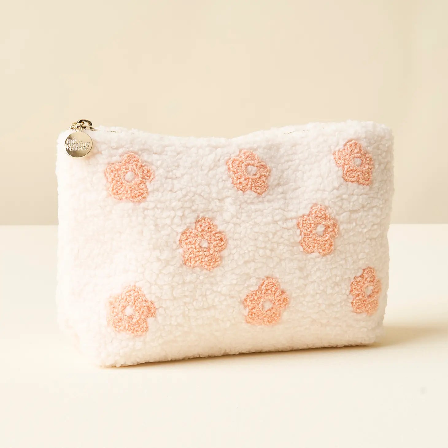 Pink Flower Sherpa Pouch