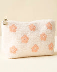Pink Flower Sherpa Pouch