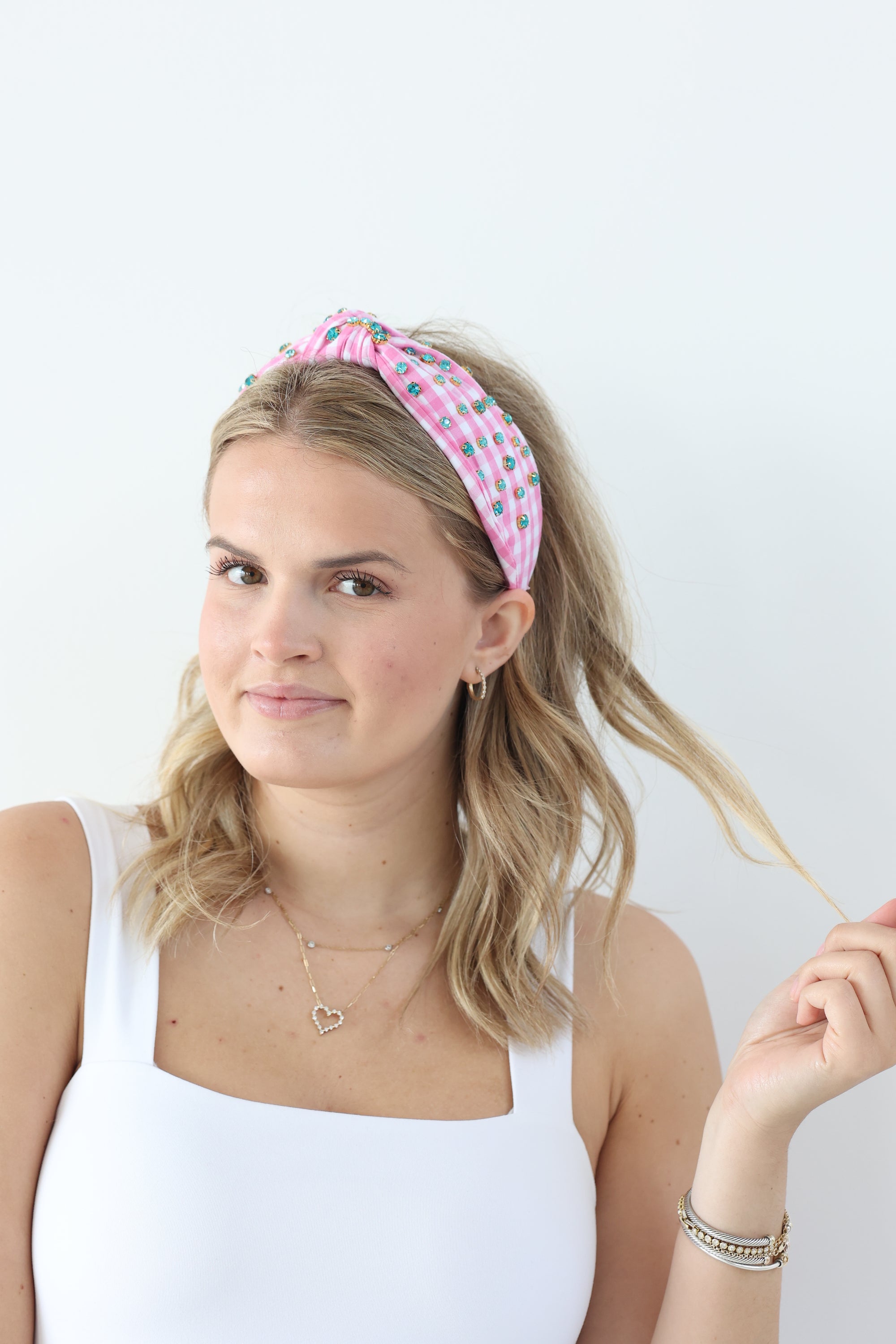 Pink Gingham Headband