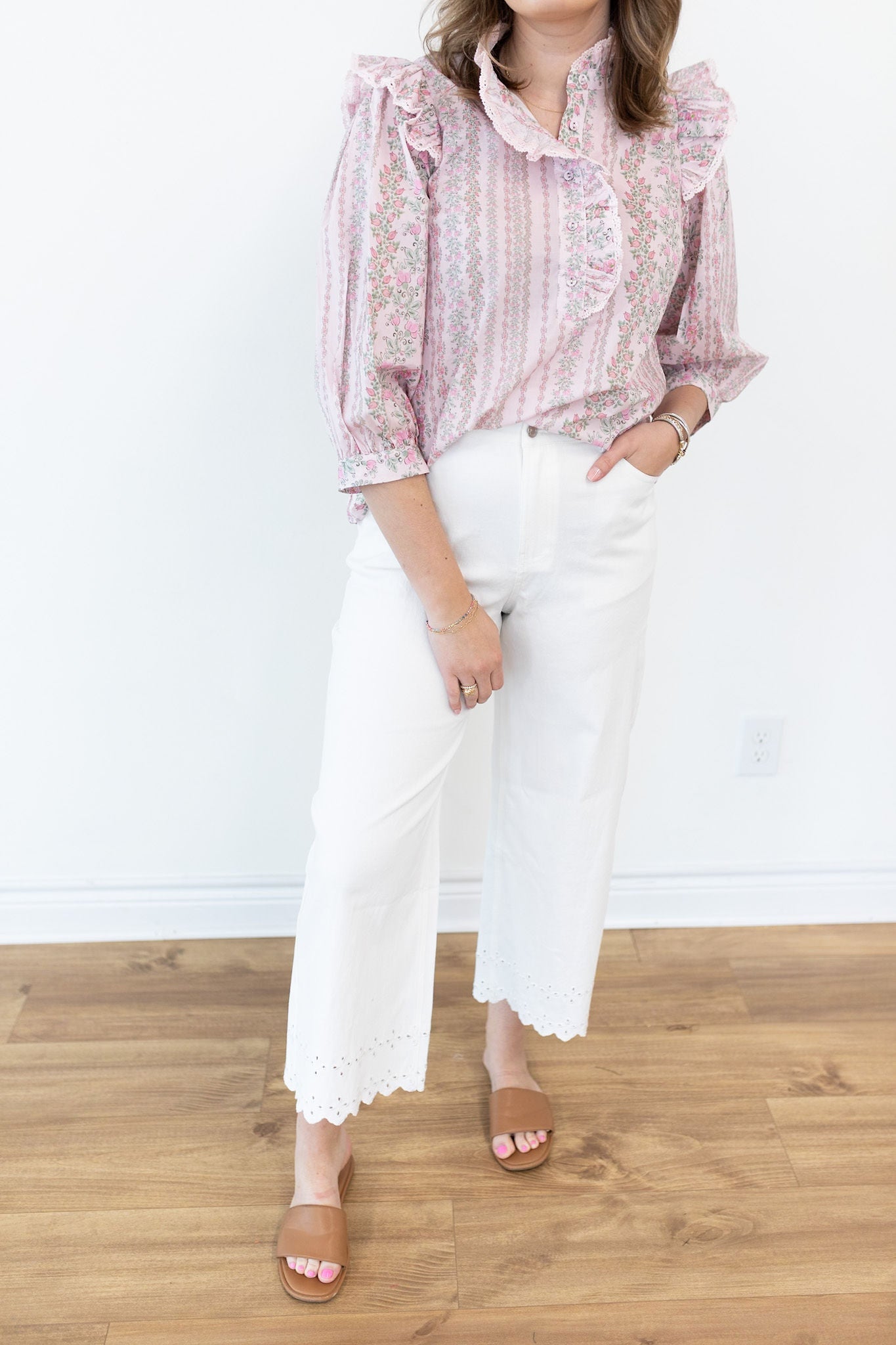 White Eyelet Denim Jeans