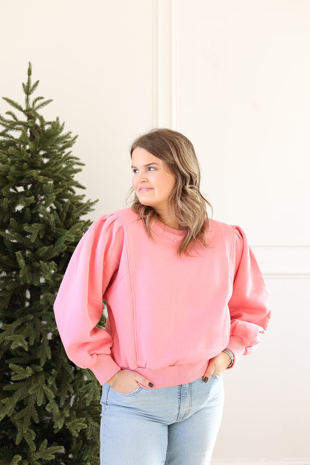 Puff Sleeve Sweatshirt - Blush