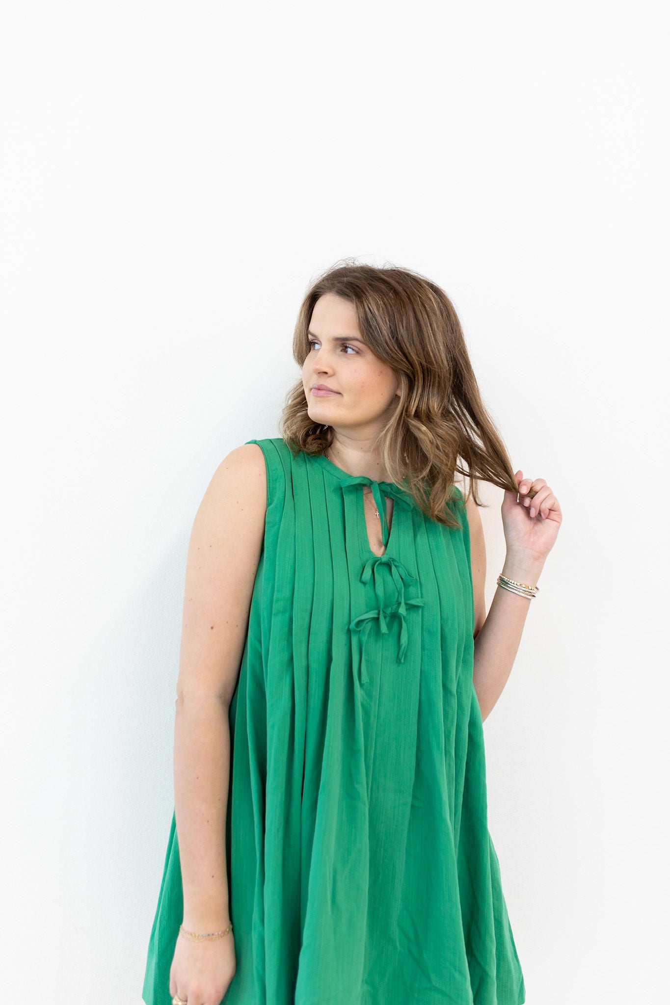 Triple Bow Dress - Green