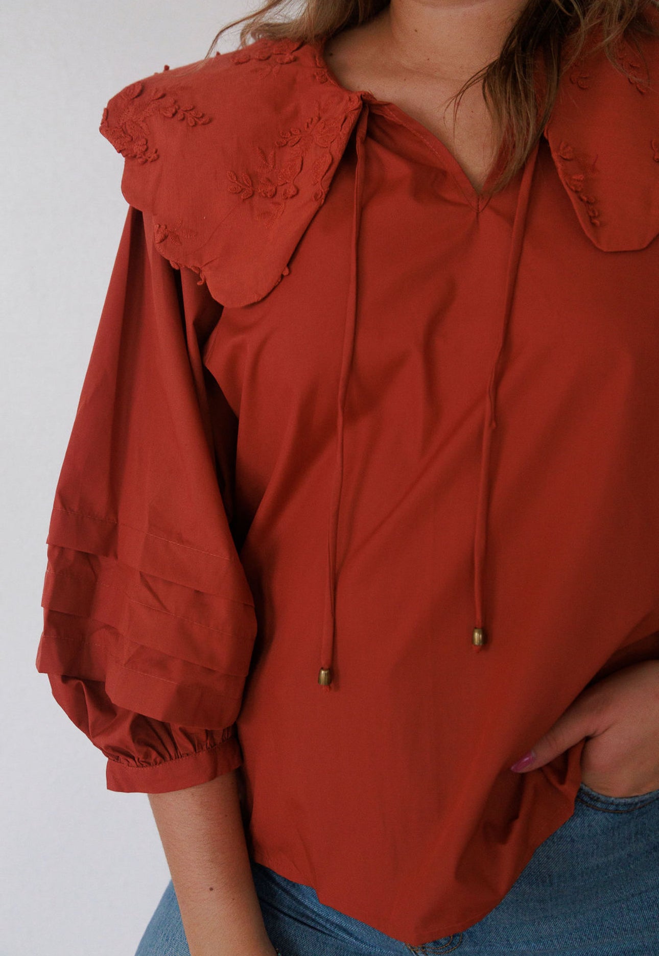 Rust Collared Top