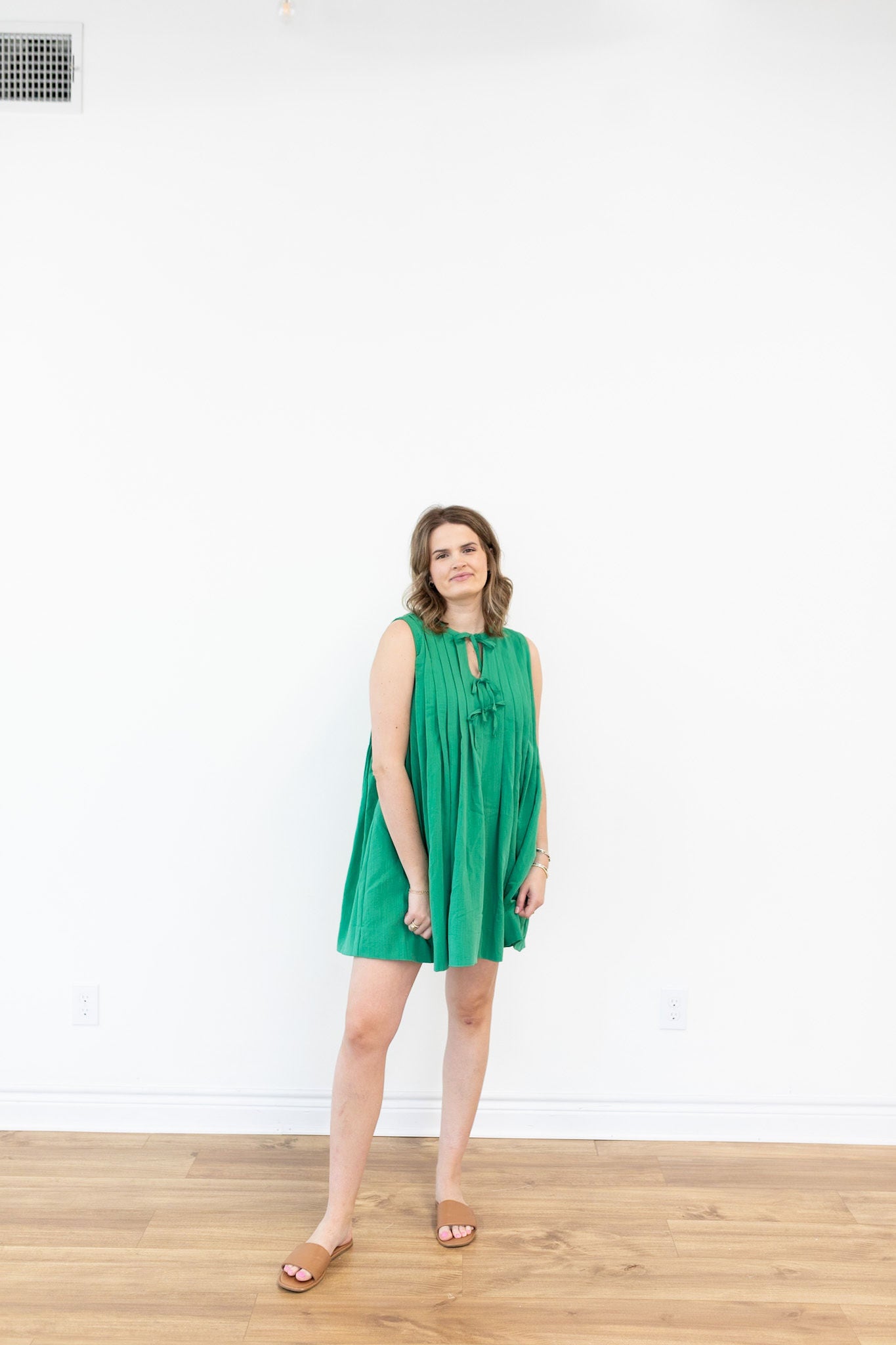 Triple Bow Dress - Green