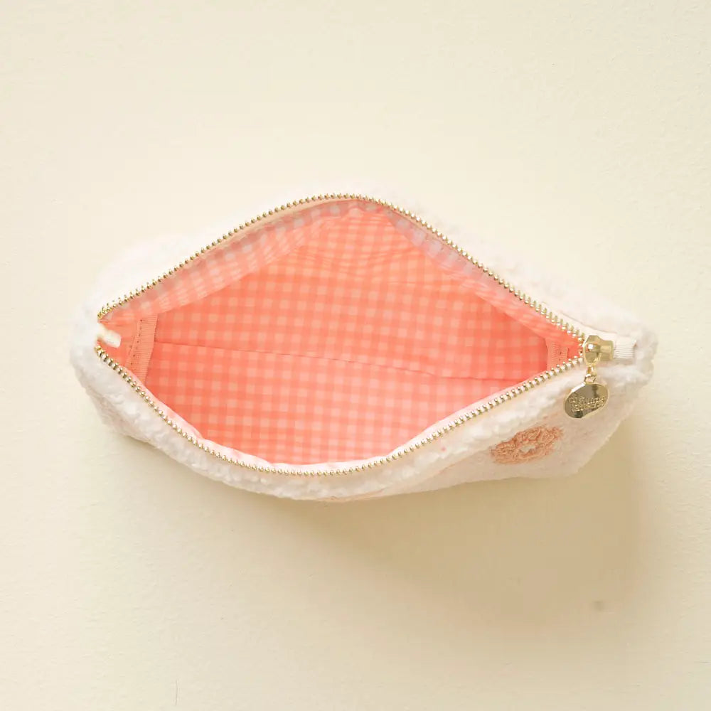 Pink Flower Sherpa Pouch