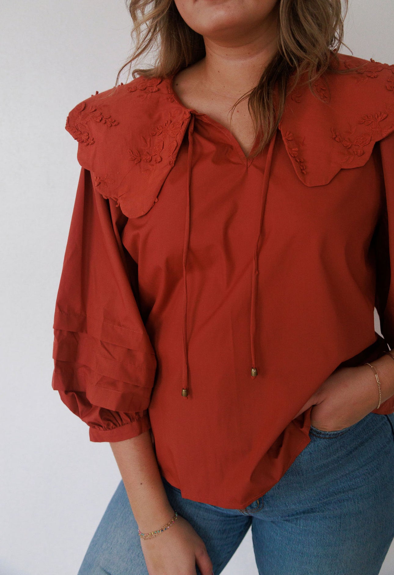 Rust Collared Top