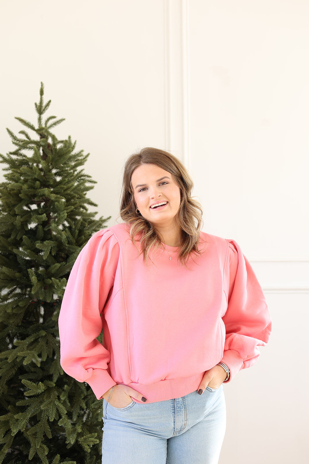 Puff Sleeve Sweatshirt - Blush