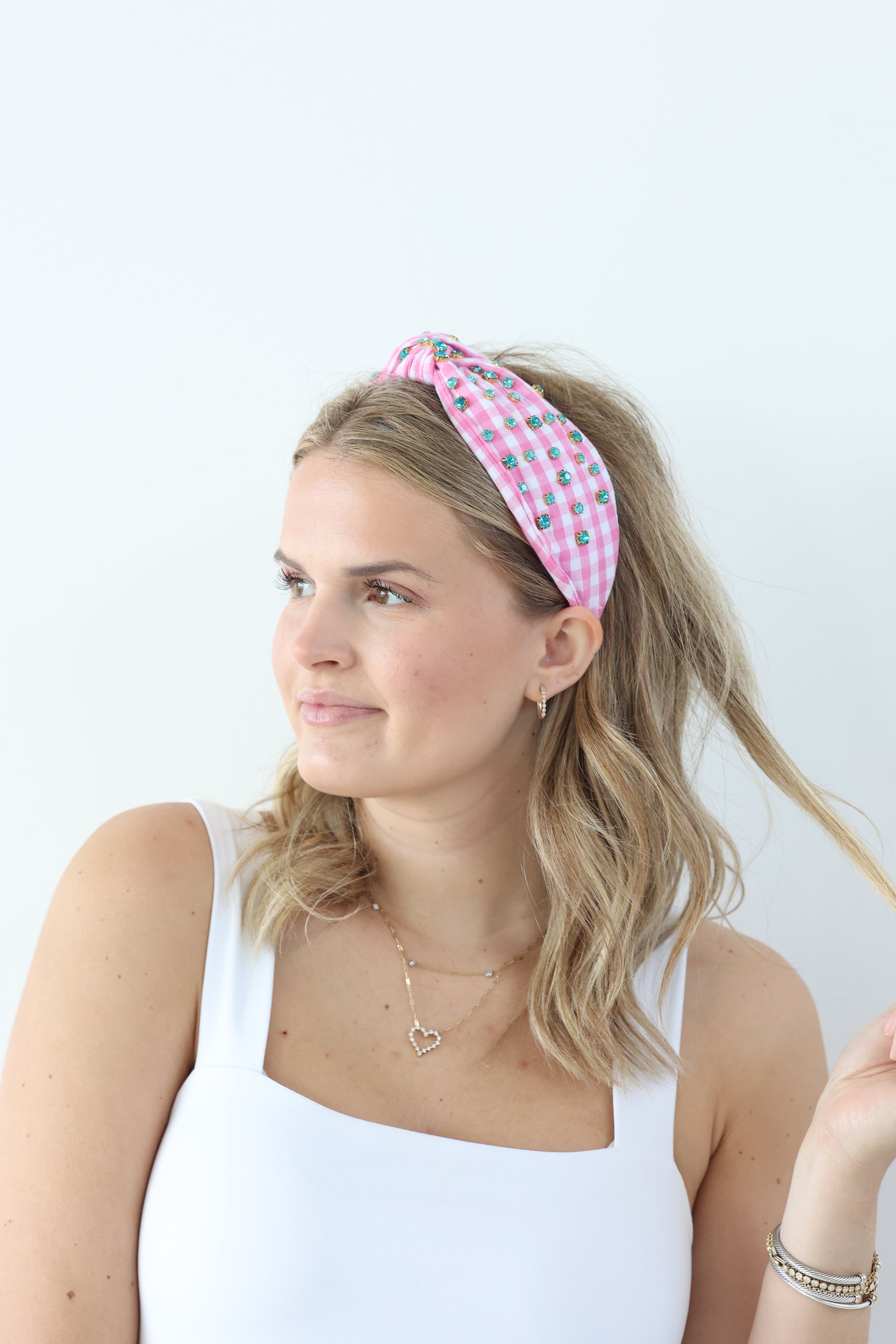 Pink Gingham Headband