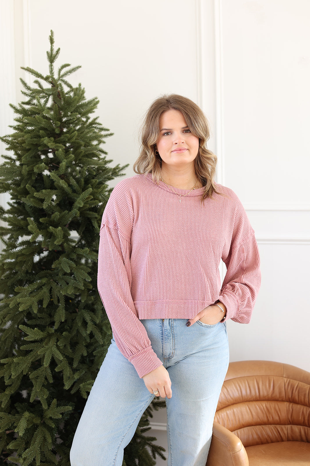 Karly Ribbed Top - Mauve