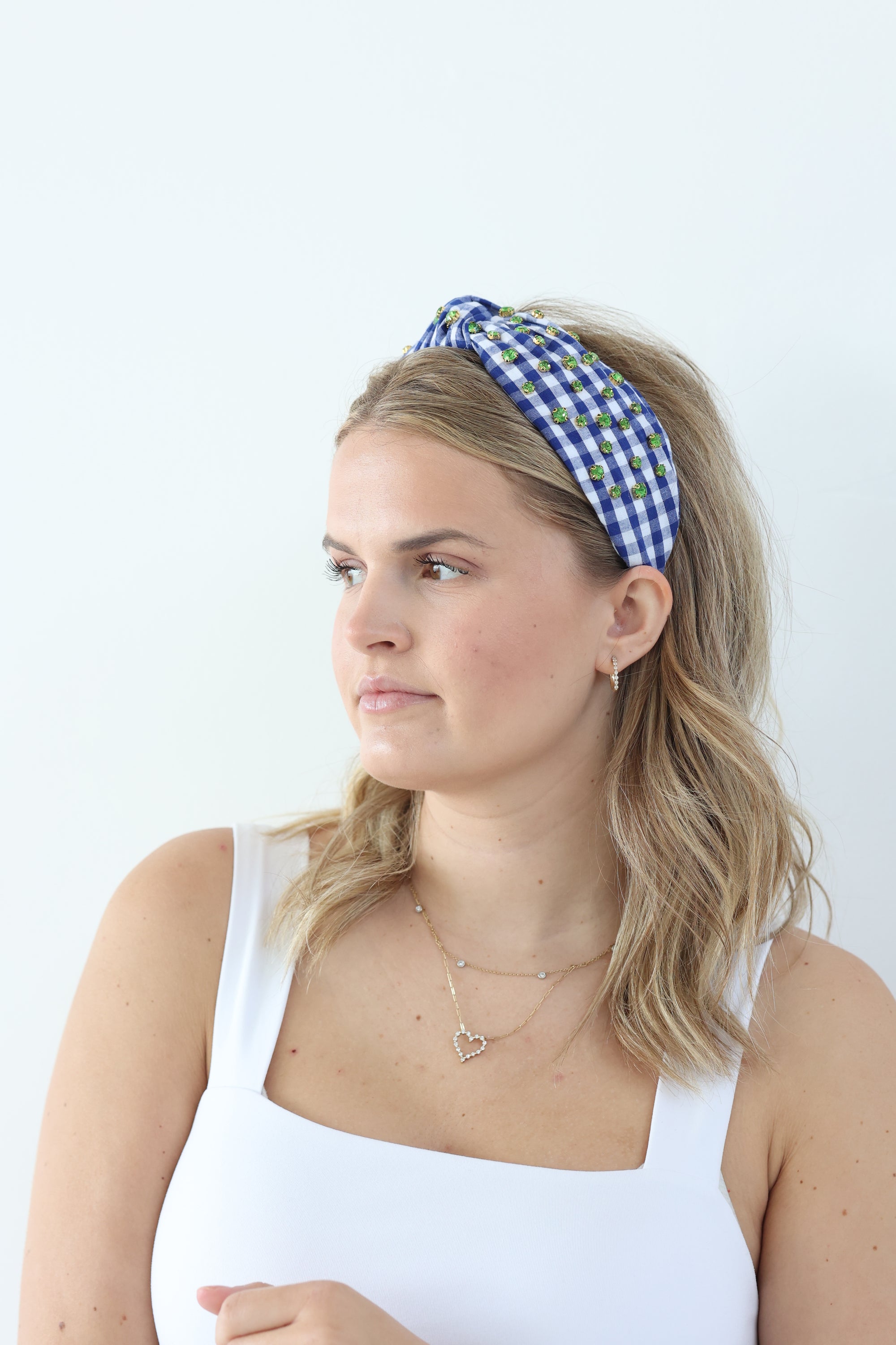 Blue Gingham Headband