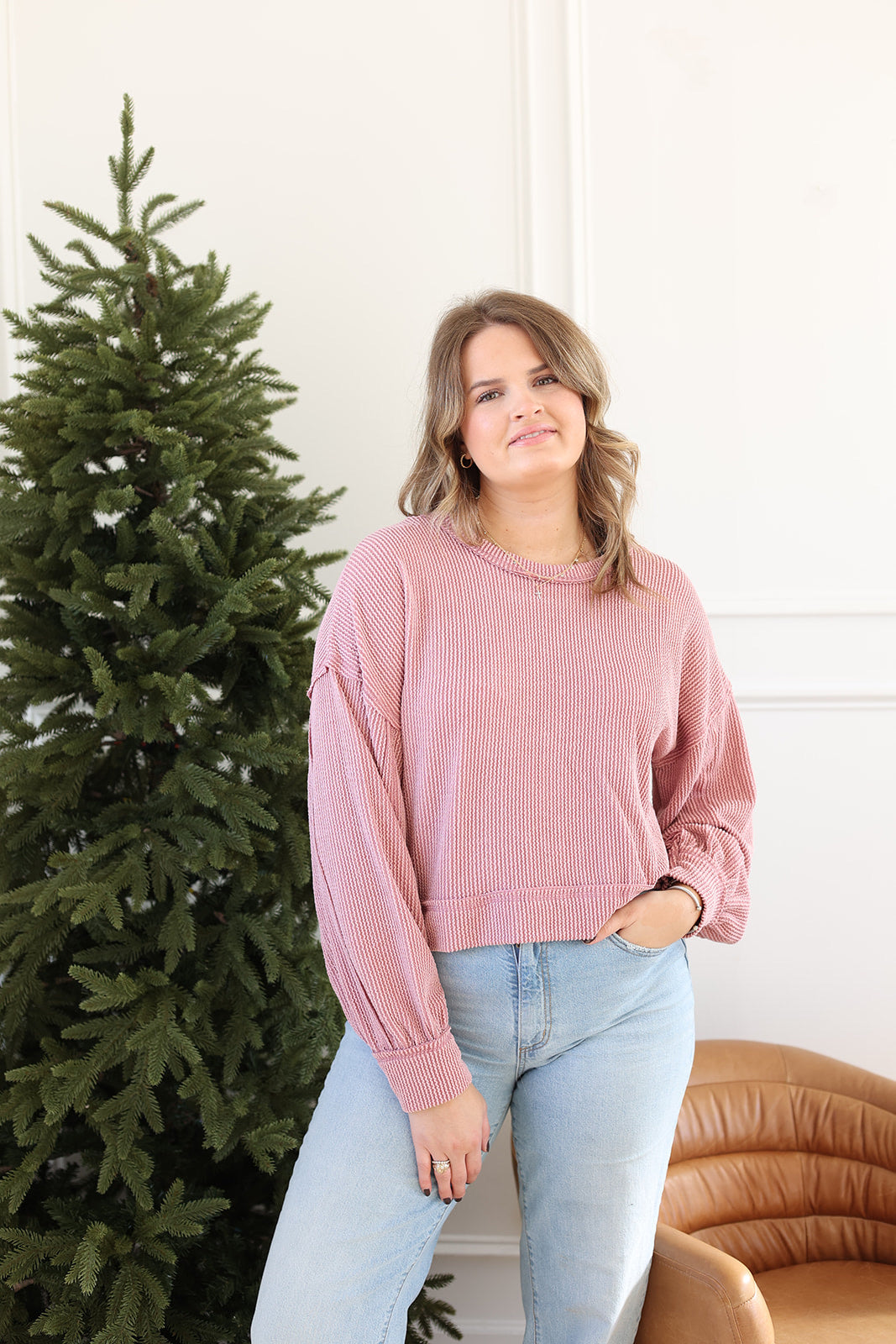 Karly Ribbed Top - Mauve