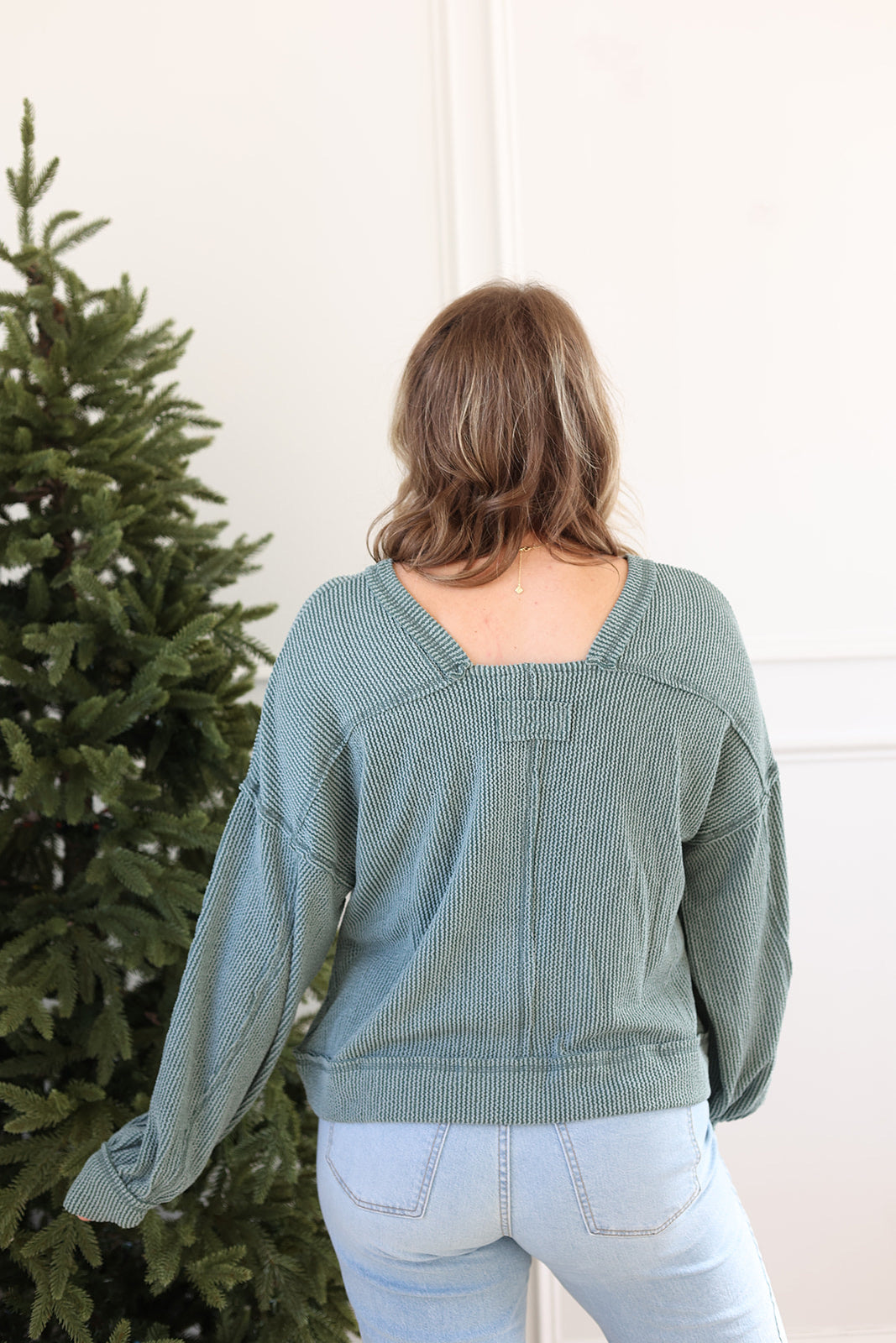 Karly Ribbed Top - Evergreen