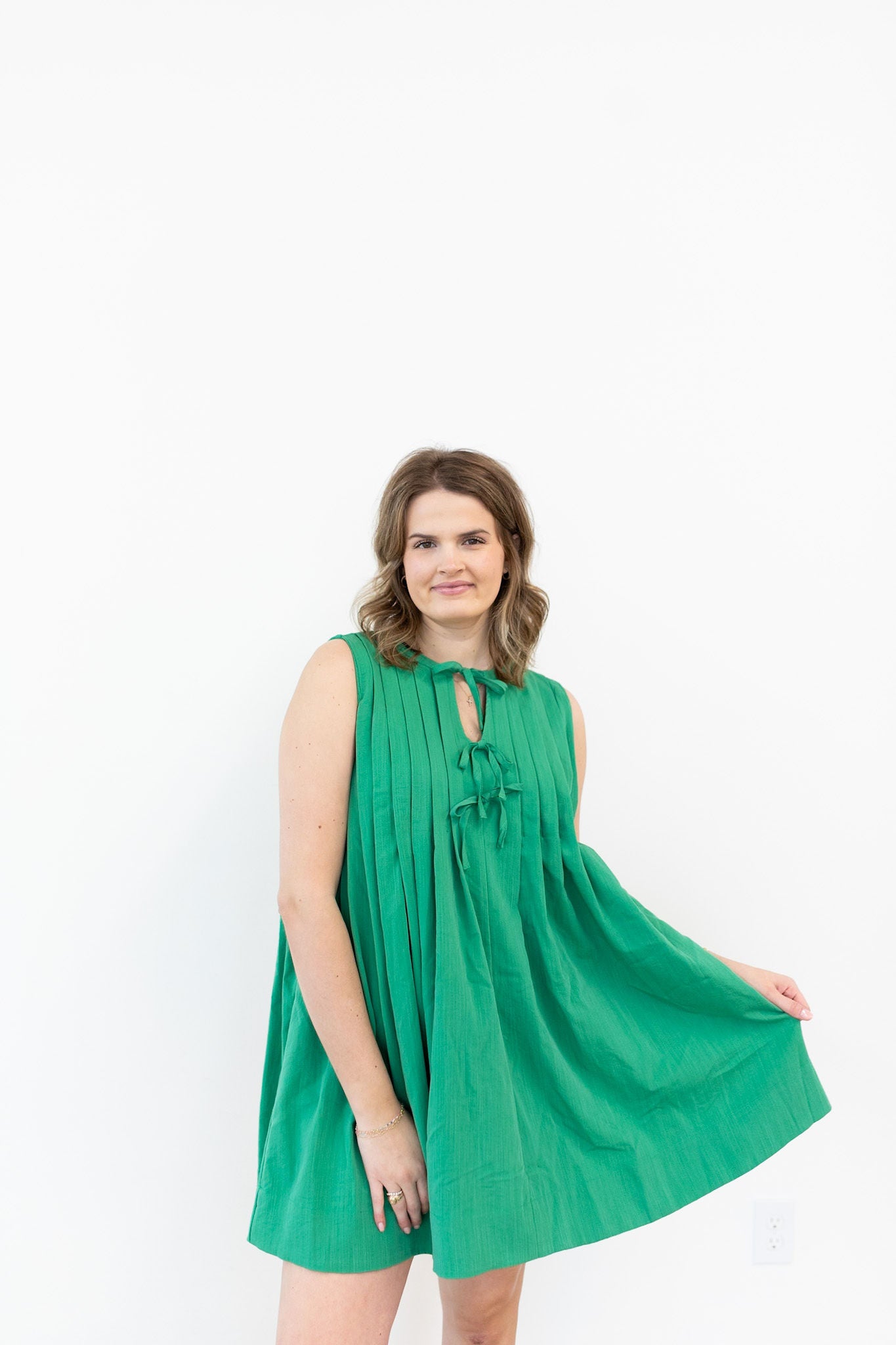 Triple Bow Dress - Green