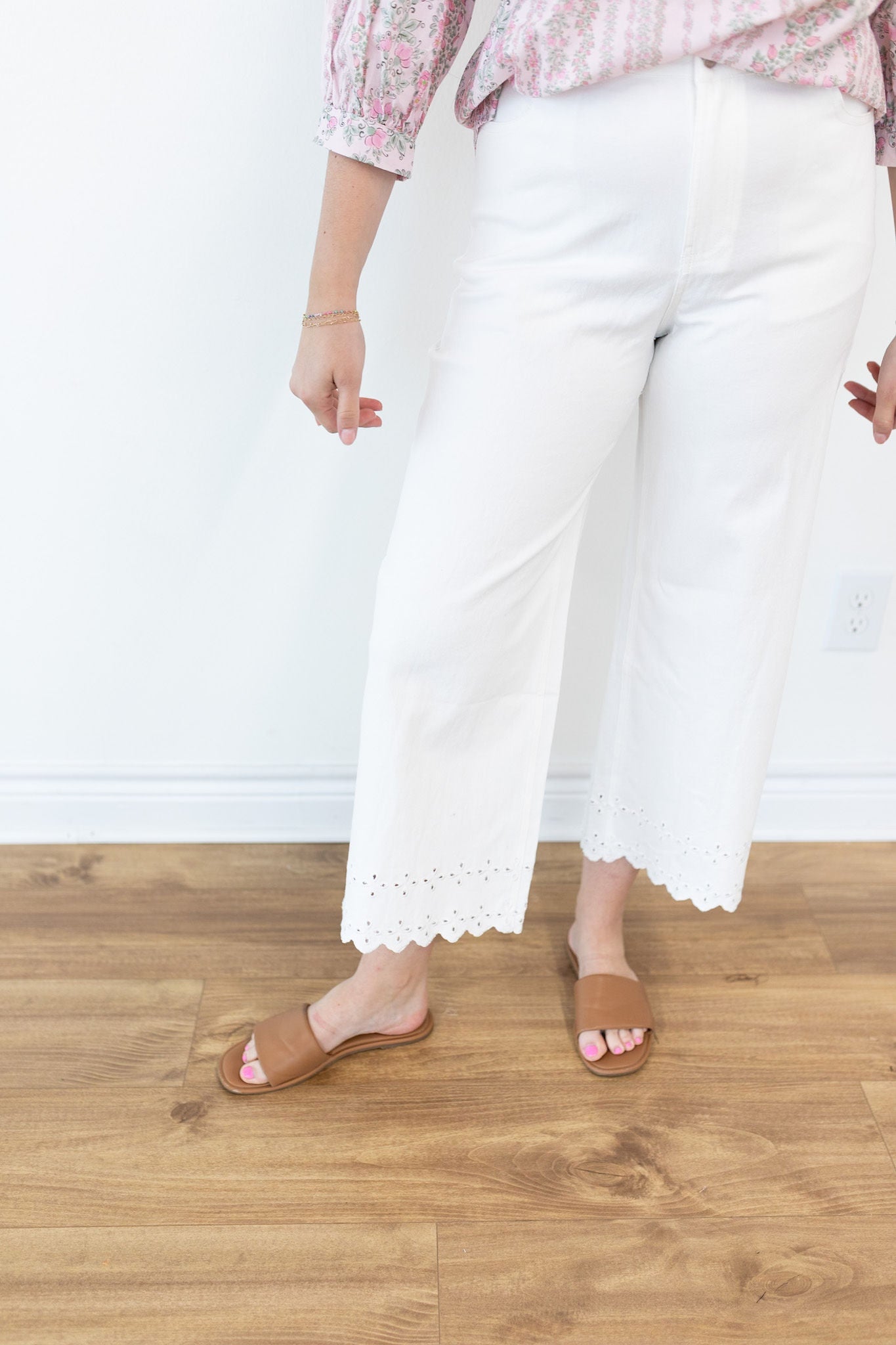 White Eyelet Denim Jeans