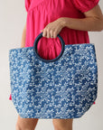 Navy Floral Tote