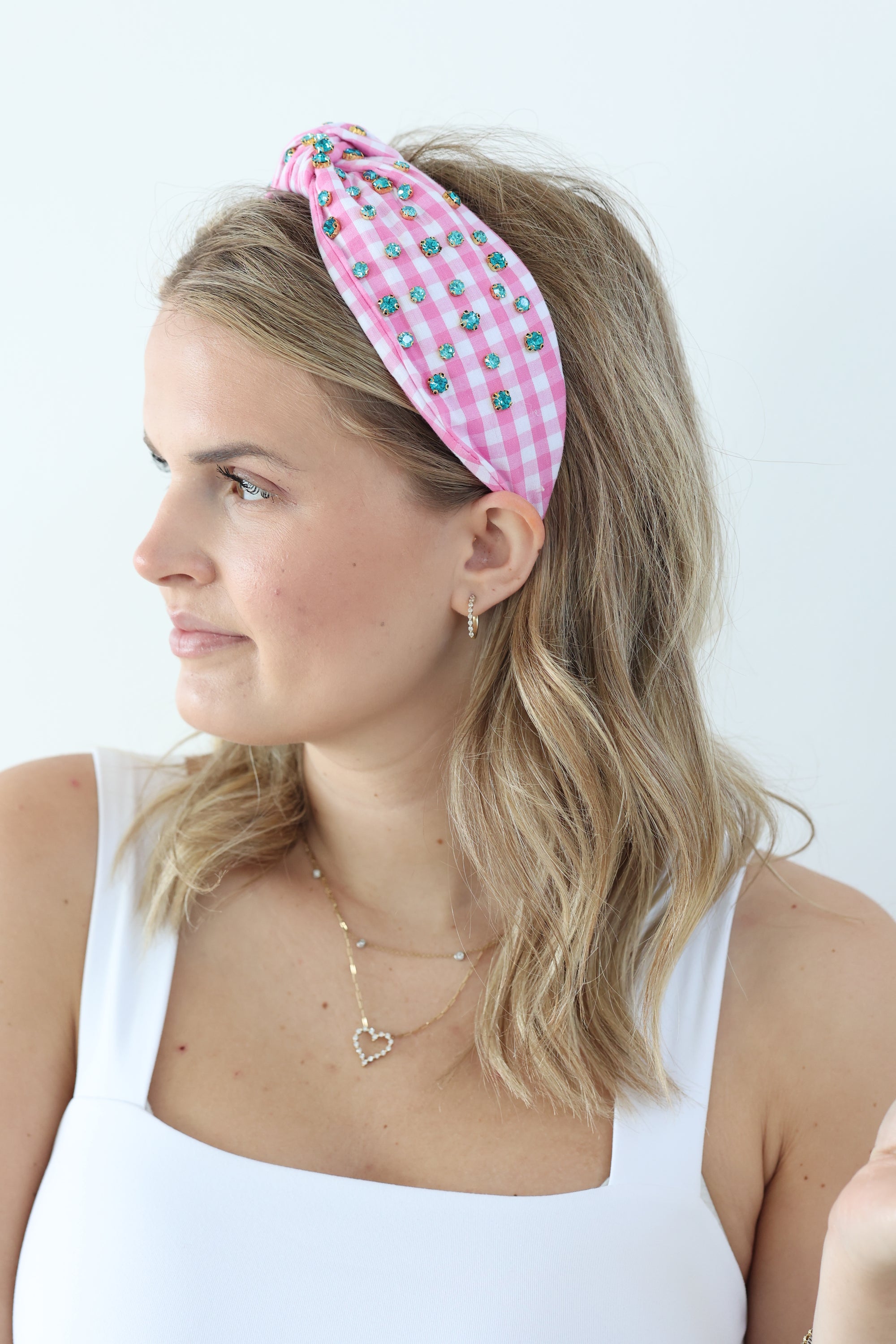 Pink Gingham Headband