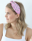 Pink Gingham Headband
