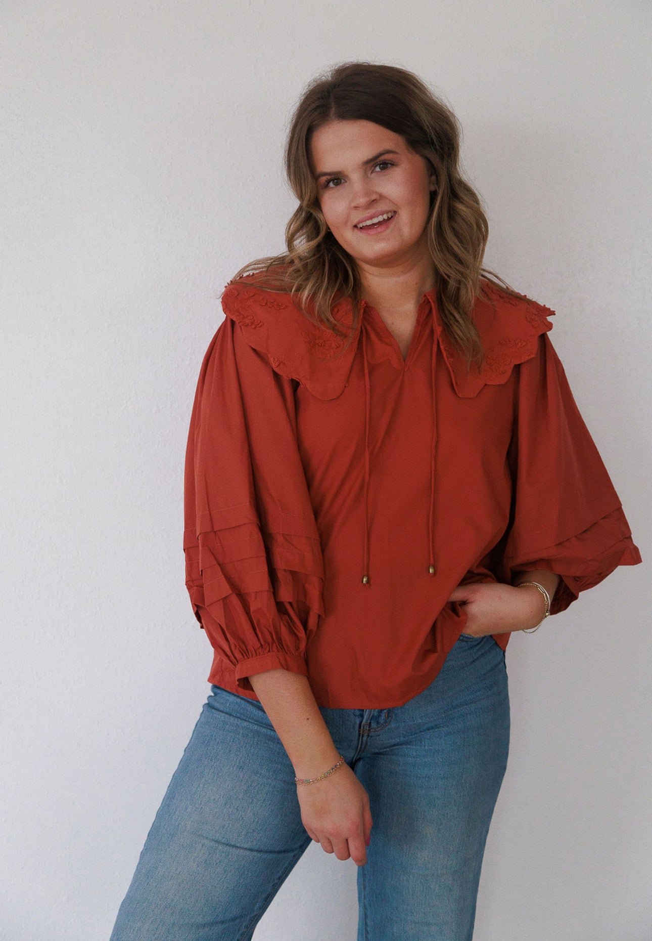 Rust Collared Top