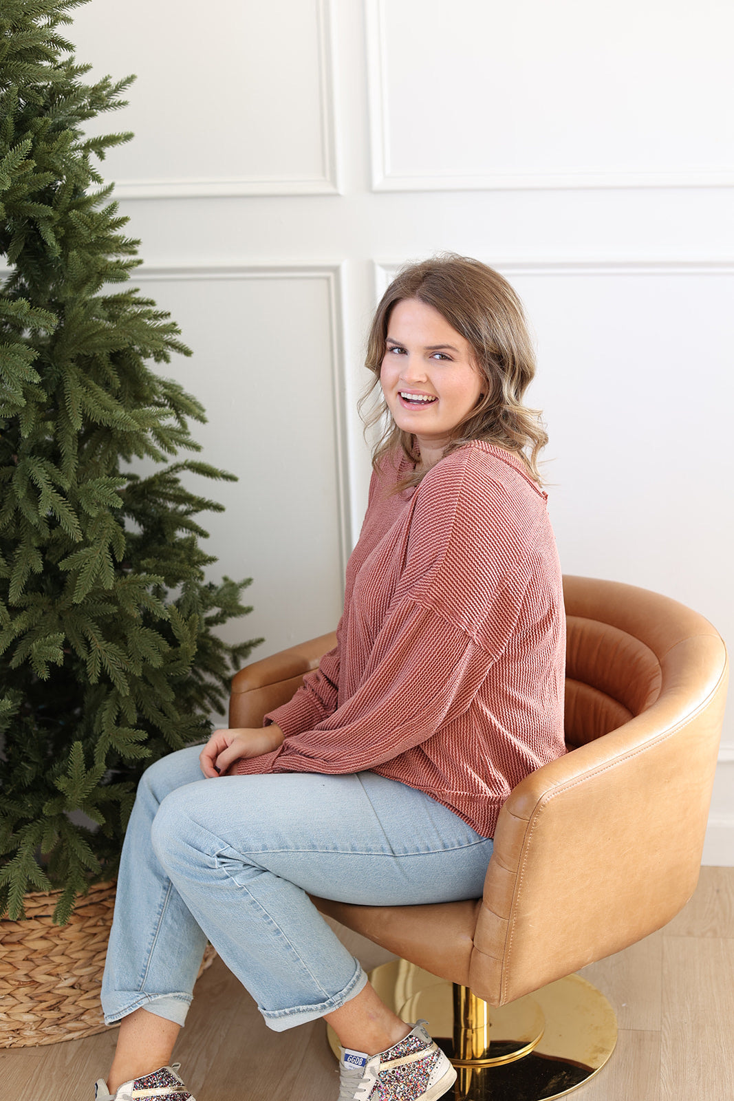 Karly Ribbed Top - Rust