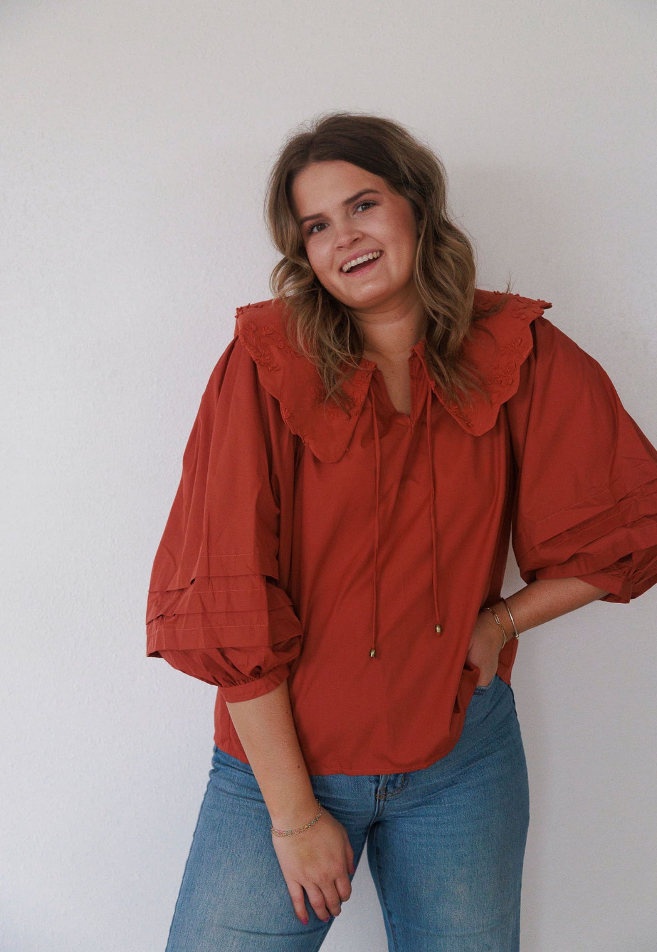 Rust Collared Top