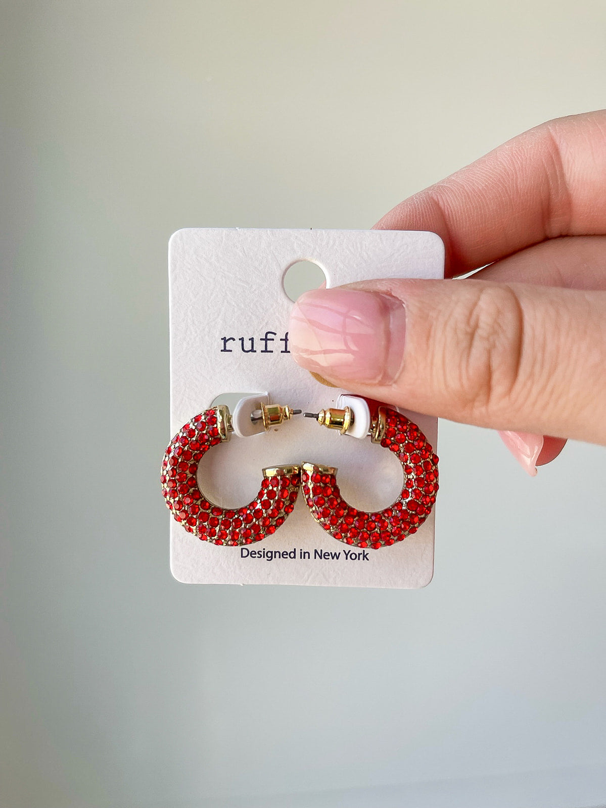 Red Embellished Hoops