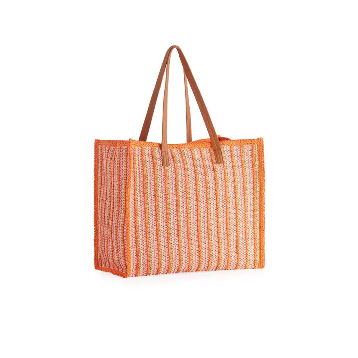 Pink and Orange Stripe Tote