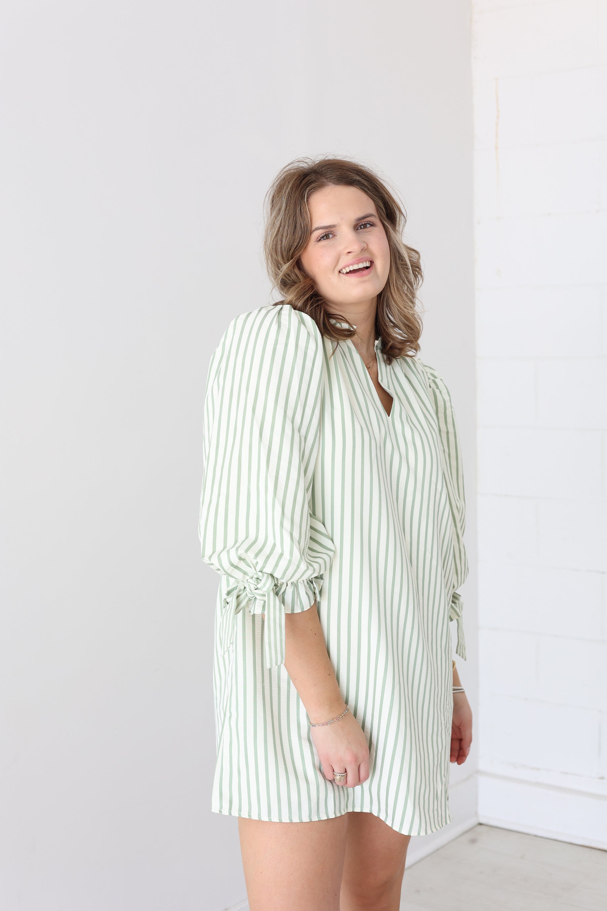 Sage Stripe Dress