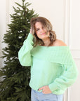 Lime off the Shoulder Sweater