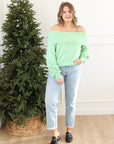 Lime off the Shoulder Sweater