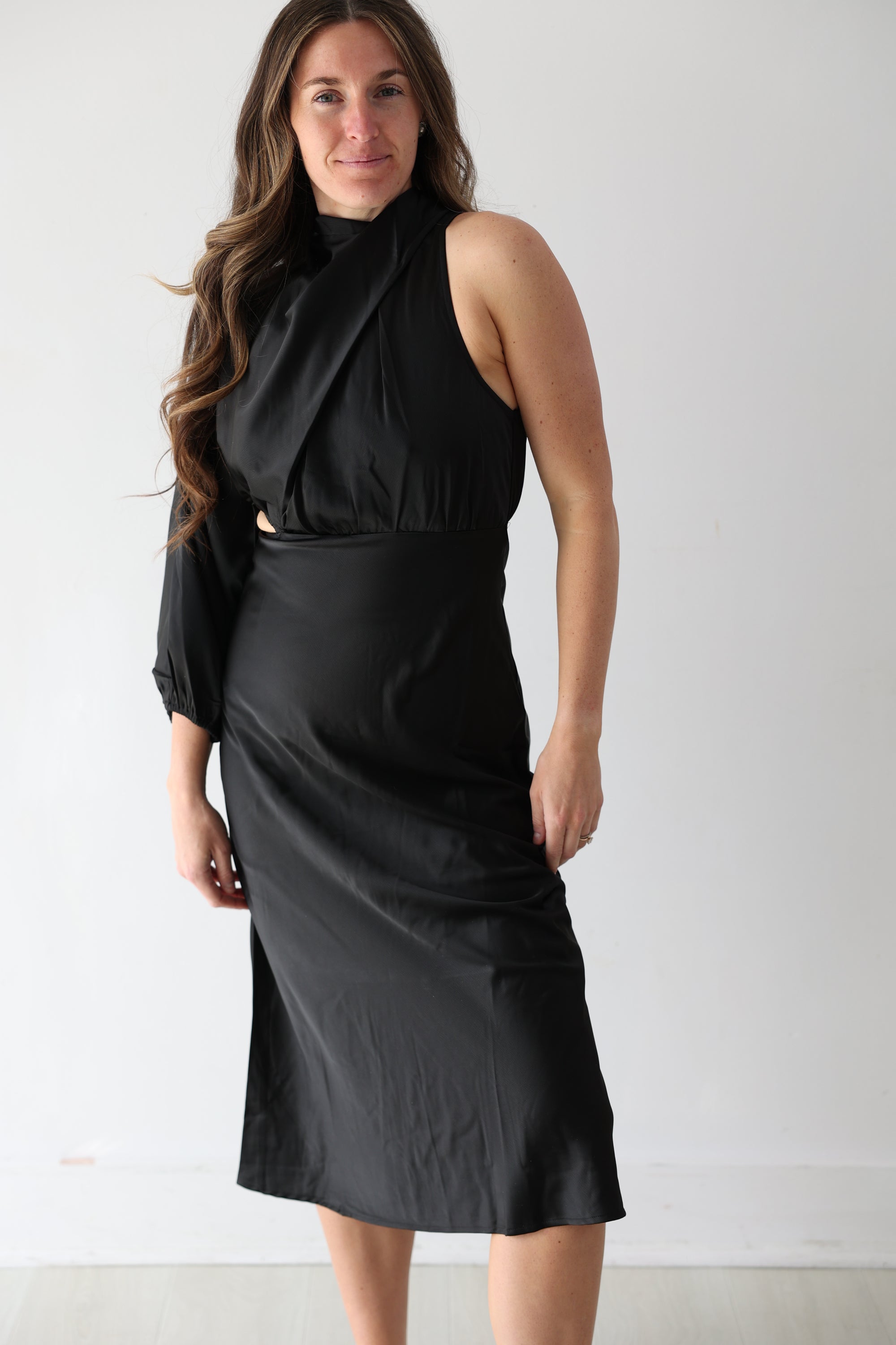 Amber One Shoulder Dress - Black