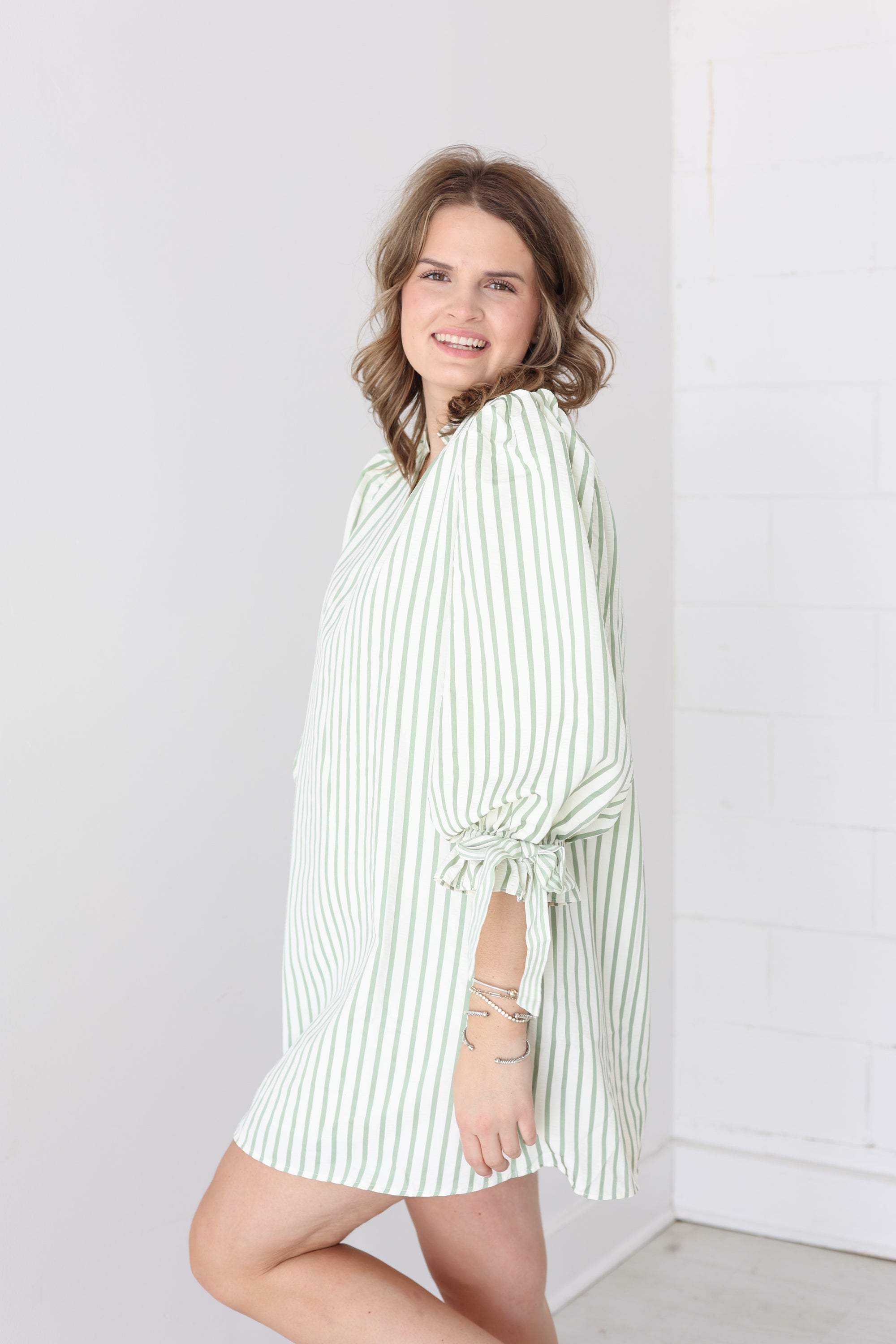 Sage Stripe Dress