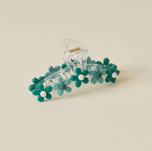 Load image into Gallery viewer, Flower Claw Clip - Teal + Blue