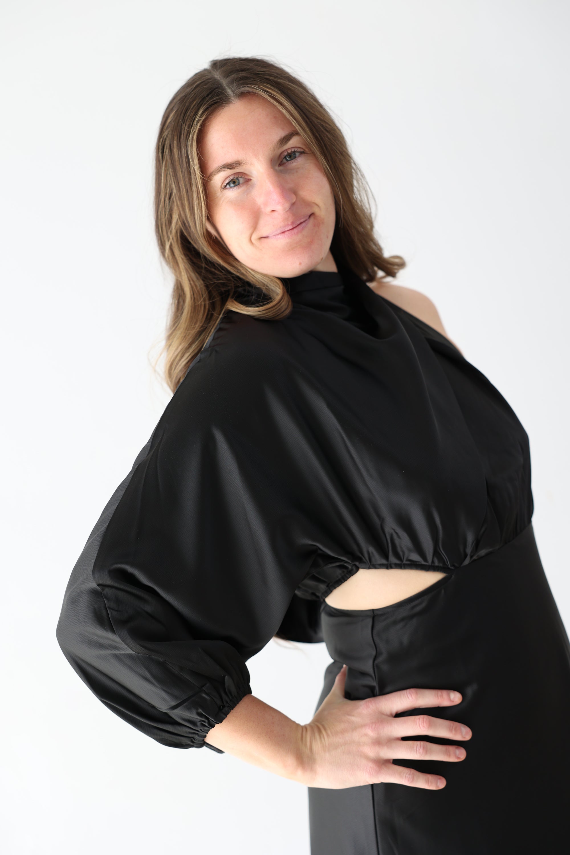 Amber One Shoulder Dress - Black