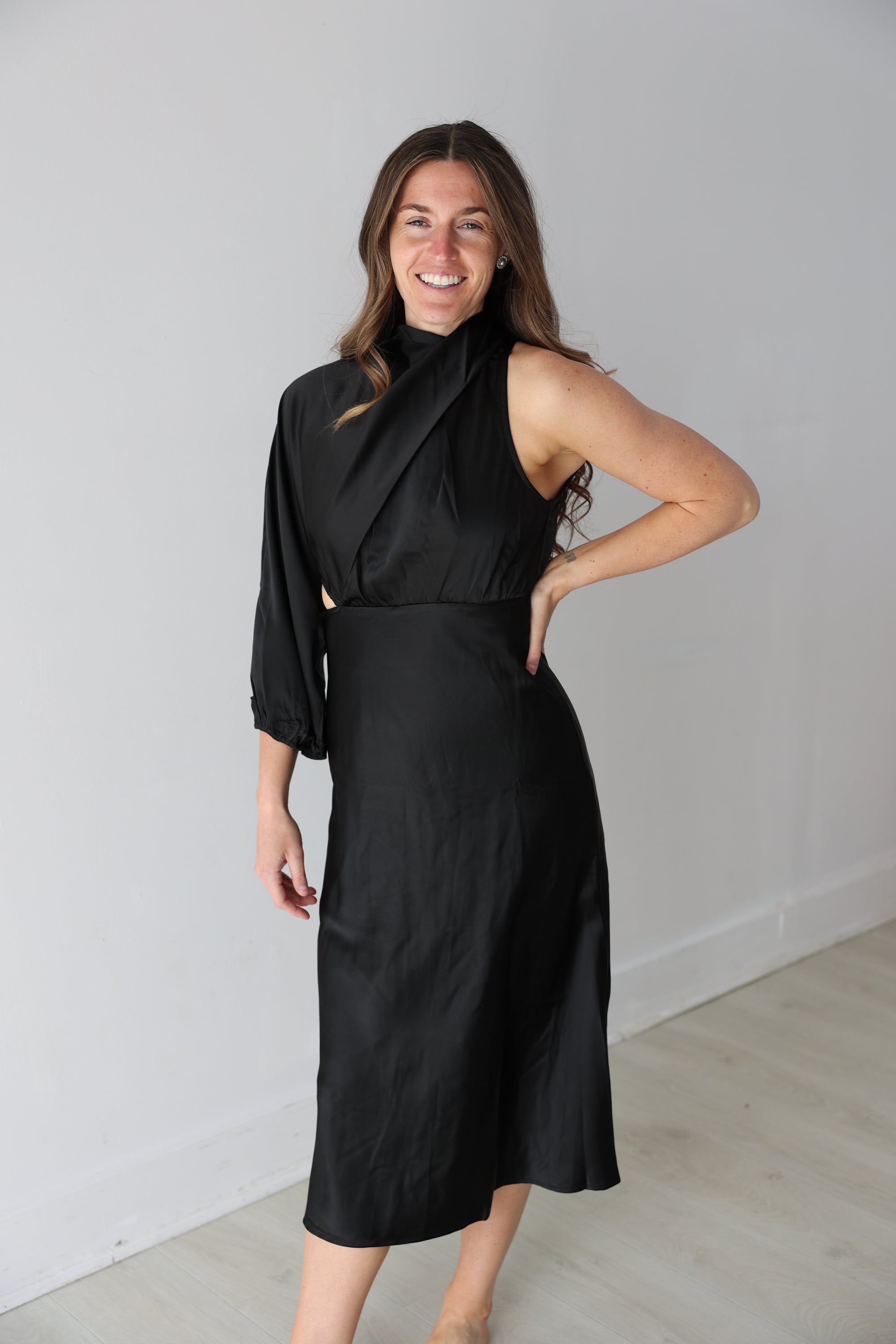 Amber One Shoulder Dress - Black