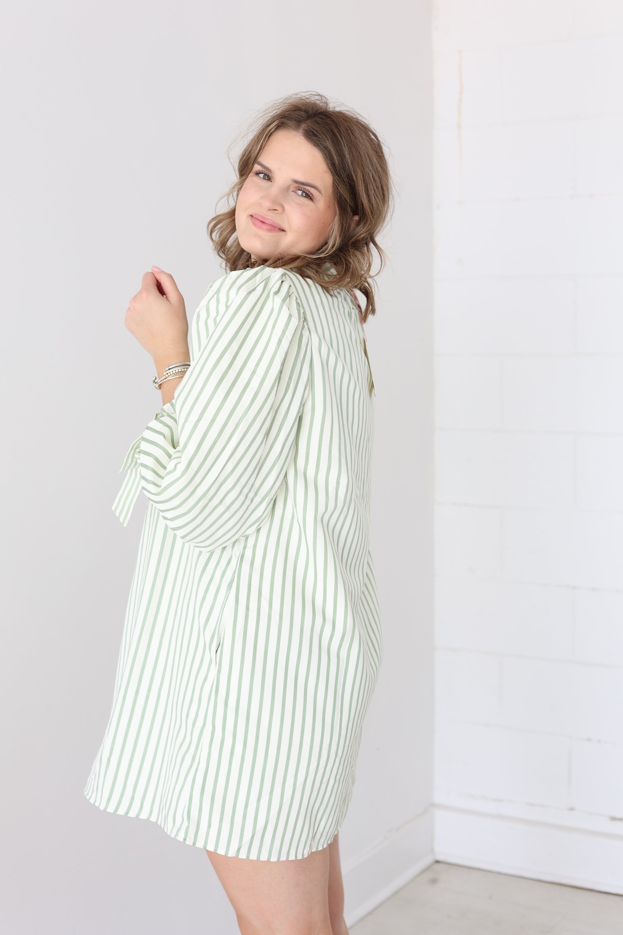 Sage Stripe Dress