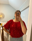 Berry Red Sequin Top