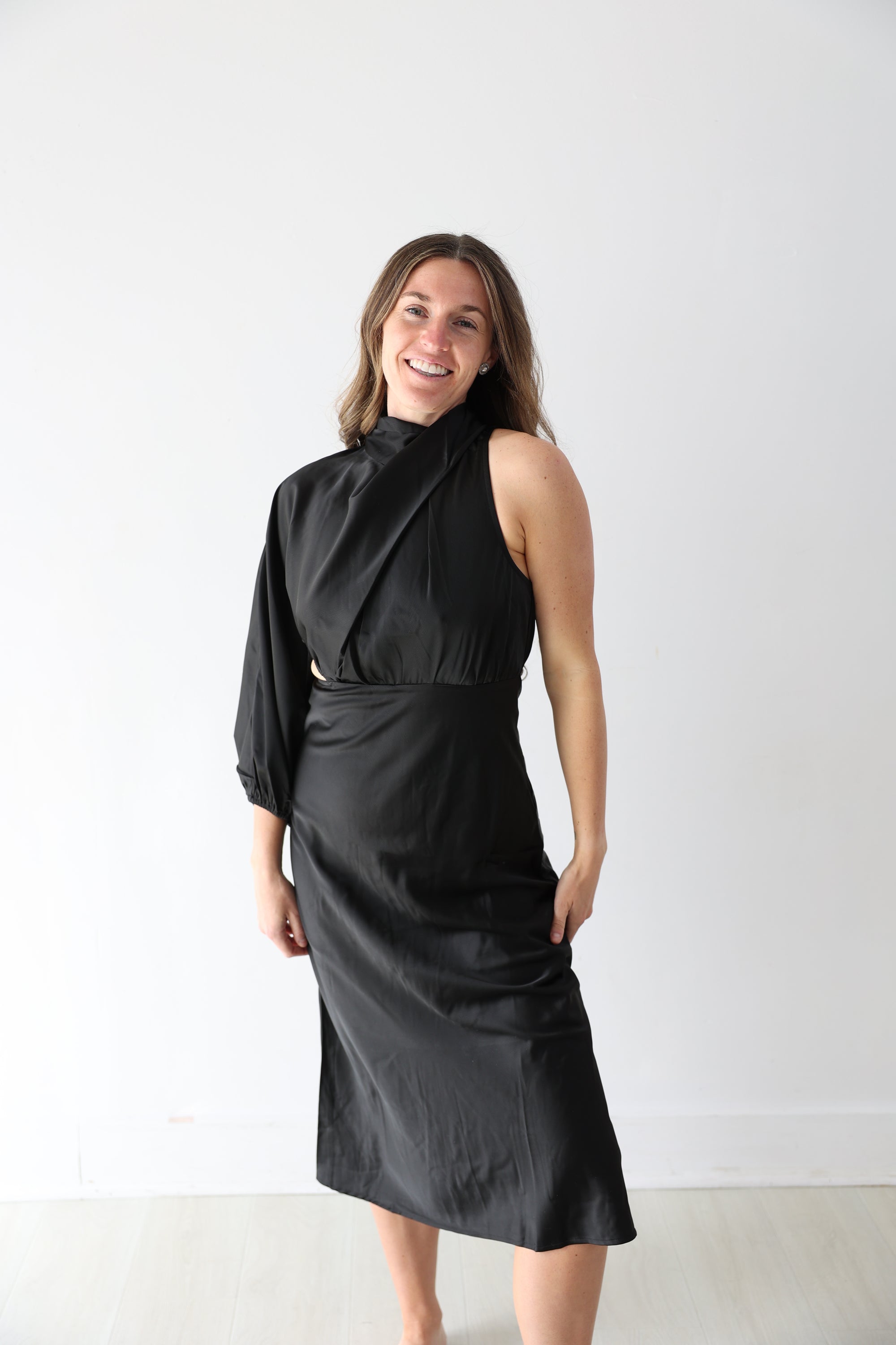 Amber One Shoulder Dress - Black