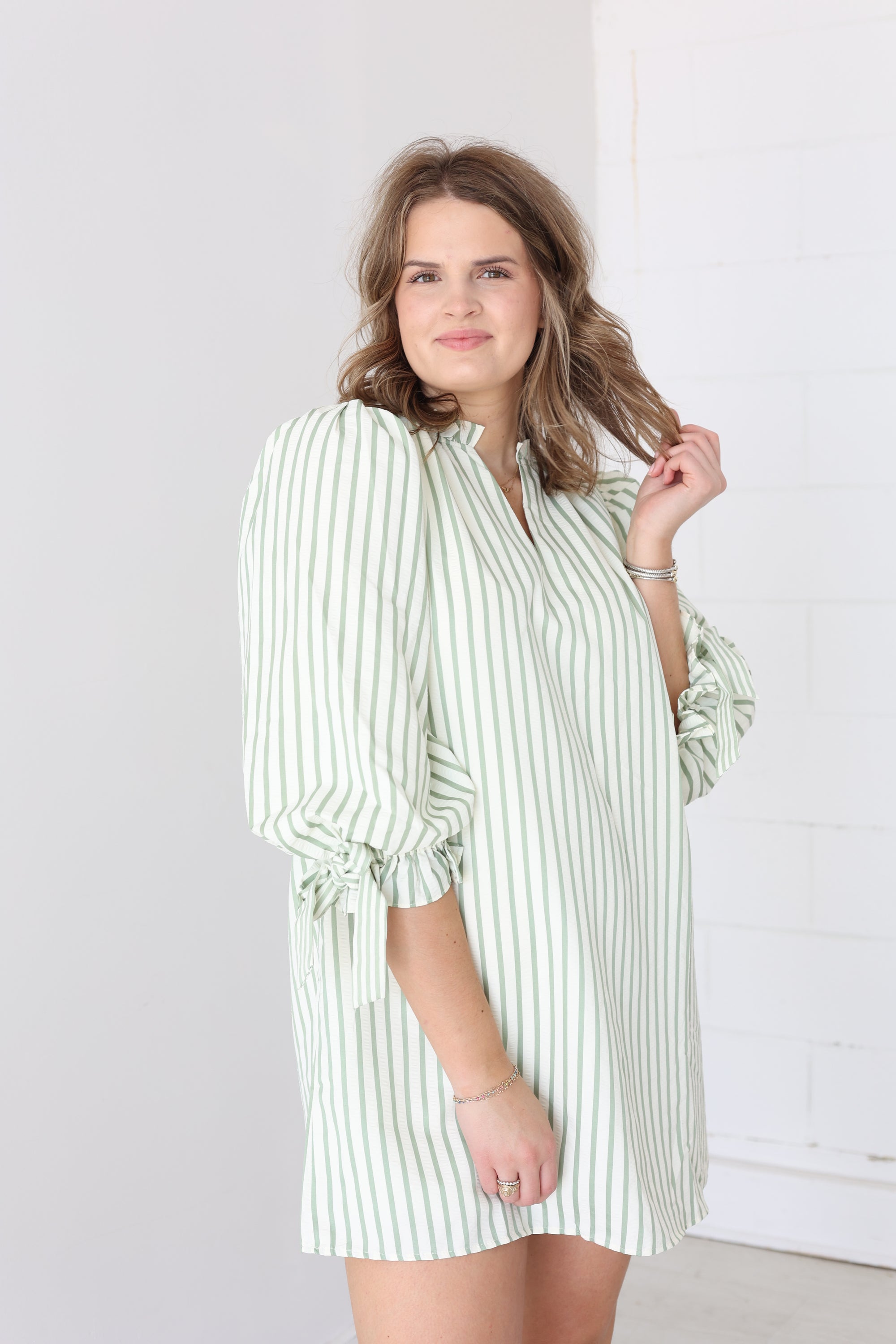 Sage Stripe Dress