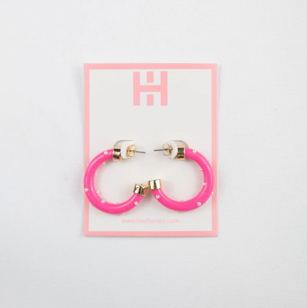 mini hoops - pink pearl