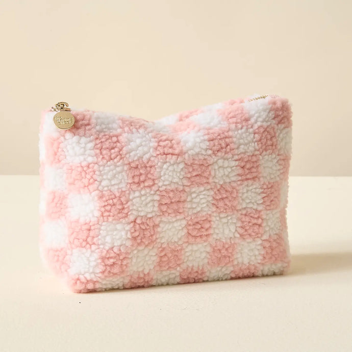 Pink Check Sherpa Pouch