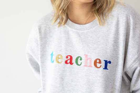 Teacher Embroidered Pullover