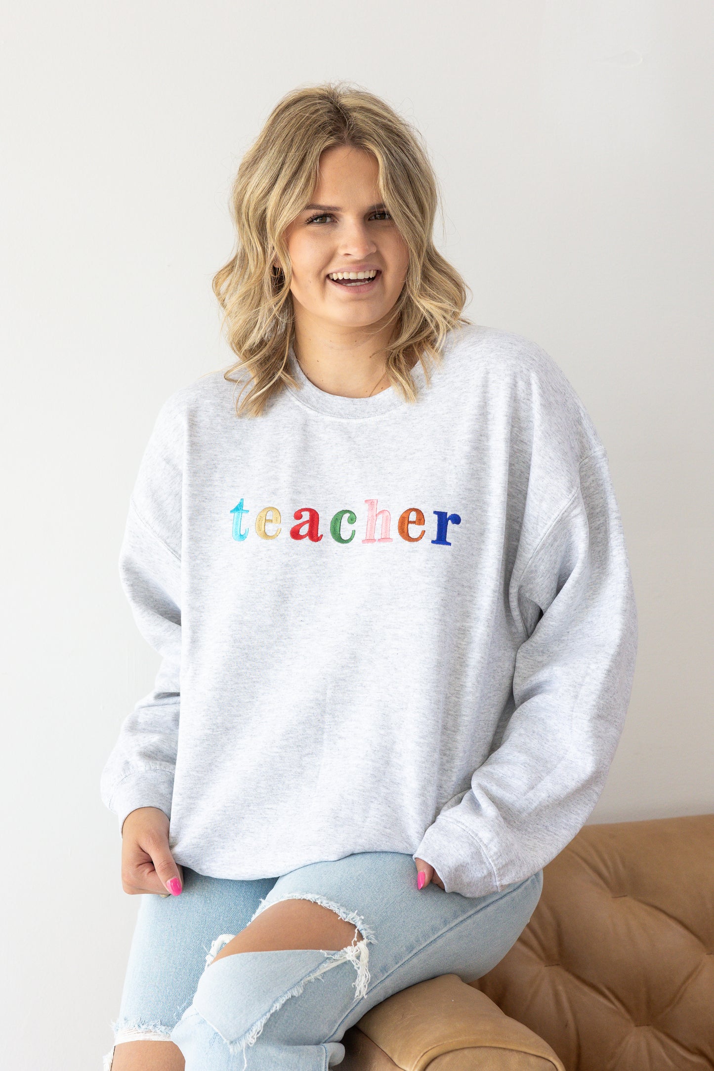 Teacher Embroidered Pullover